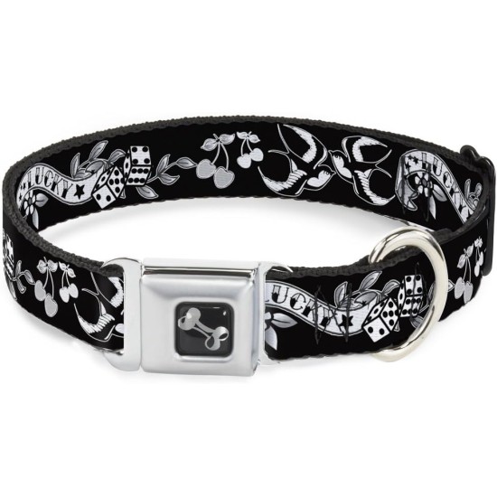 Dog Collar, Seatbelt Buckle, Lucky Red, 18" to 32", 1.5" Wide Dog Collar, Seatbelt Buckle, Lucky Red, 18" to 32", 1.5" Wide