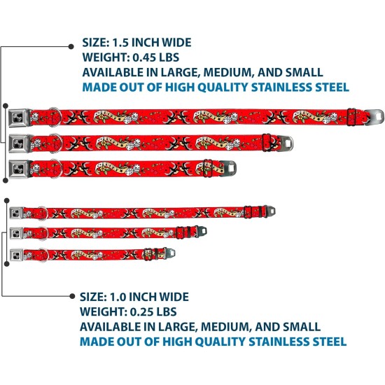 Dog Collar, Seatbelt Buckle, Lucky Red, 18" to 32", 1.5" Wide Dog Collar, Seatbelt Buckle, Lucky Red, 18" to 32", 1.5" Wide