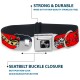 Dog Collar, Seatbelt Buckle, Lucky Red, 18" to 32", 1.5" Wide Dog Collar, Seatbelt Buckle, Lucky Red, 18" to 32", 1.5" Wide