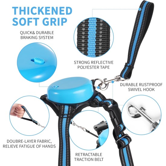 Dog Harness and Lead, Dog Harness with 1.8 m Retractable Multifunction Dog Lead with One Button Control, One Hand Brake, Tangle Free, Small Dog Harness and Lead, Dog Harness with 1.8 m Retractable Multifunction Dog Lead with One Button Control, One Hand Brake, Tangle Free, Small