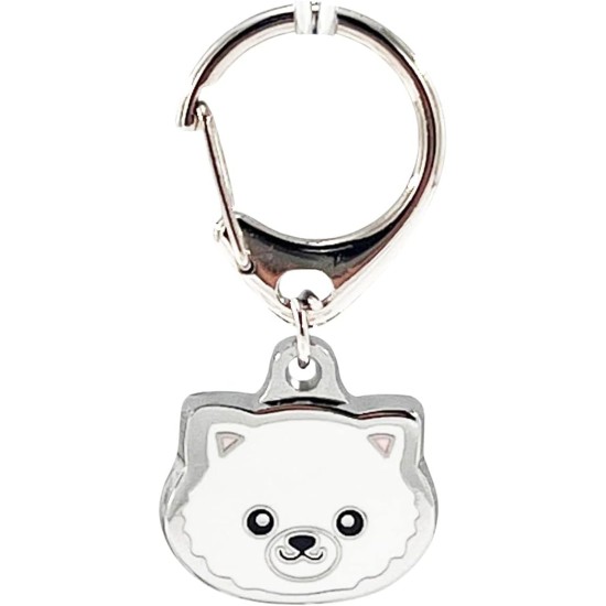 Dog ID Tags, Cute Puppy Pendant Keychain Keychain for Dog Lovers, White Pomeranian Dog ID Tags, Cute Puppy Pendant Keychain Keychain for Dog Lovers, White Pomeranian