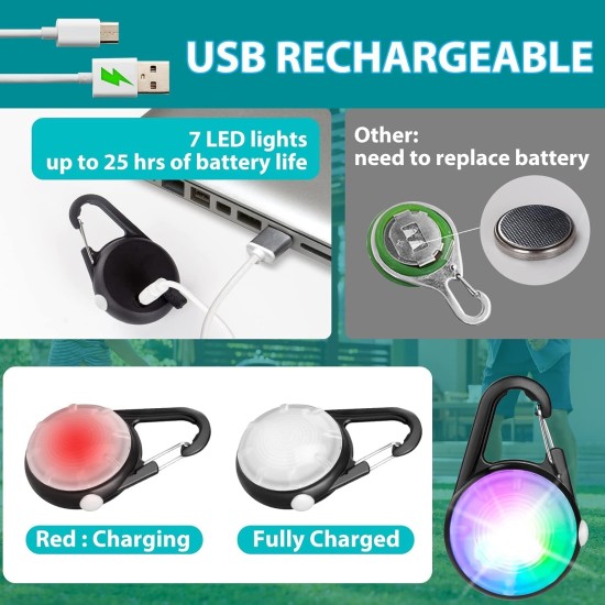 Dog Lights 2 Pack LED Rechargeable Dog Collar Lights Clip On with RGB Colour Pet Safety Lights Illuminated Dog Harness Light for Night Hiking Camping Dog Lights 2 Pack LED Rechargeable Dog Collar Lights Clip On with RGB Colour Pet Safety Lights Illuminated Dog Harness Light for Night Hiking Camping