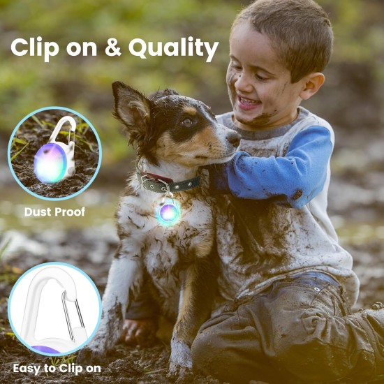 Dog Lights 2 Pack LED Rechargeable Dog Collar Lights Clip On with RGB Colour Pet Safety Lights Illuminated Dog Harness Light for Night Hiking Camping Dog Lights 2 Pack LED Rechargeable Dog Collar Lights Clip On with RGB Colour Pet Safety Lights Illuminated Dog Harness Light for Night Hiking Camping