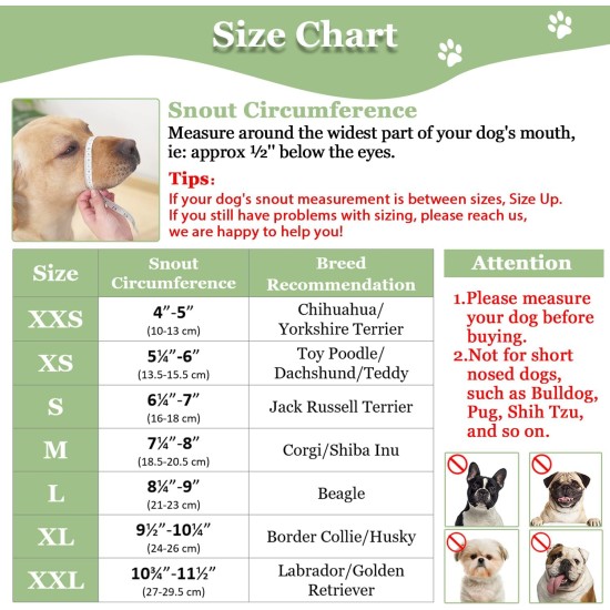 Dog Muzzle Breathable Mesh Muzzle for XXS to XXL Dogs Chihuahua, Beagle and Golden Retriever, Adjustable Pet Muzzles for Biting and Chewing, Allows Beating and Drinking Dog Muzzle Breathable Mesh Muzzle for XXS to XXL Dogs Chihuahua, Beagle and Golden Retriever, Adjustable Pet Muzzles for Biting and Chewing, Allows Beating and Drinking