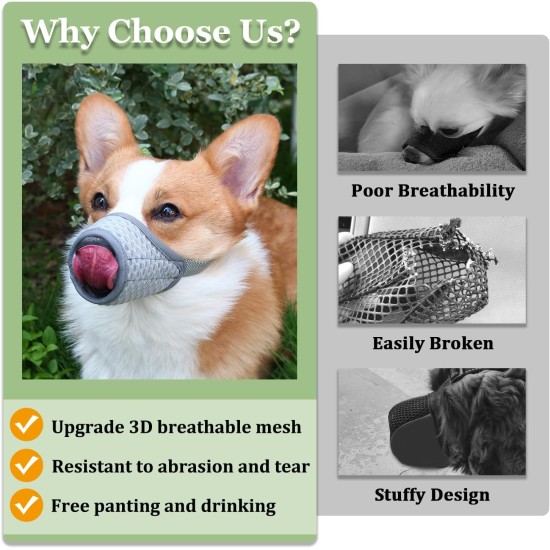 Dog Muzzle Breathable Mesh Muzzle for XXS to XXL Dogs Chihuahua, Beagle and Golden Retriever, Adjustable Pet Muzzles for Biting and Chewing, Allows Beating and Drinking Dog Muzzle Breathable Mesh Muzzle for XXS to XXL Dogs Chihuahua, Beagle and Golden Retriever, Adjustable Pet Muzzles for Biting and Chewing, Allows Beating and Drinking
