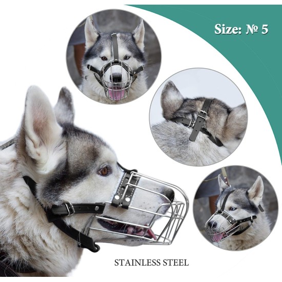 Dog Muzzle Chrome Plated Metal Dog Muzzle with Adjustable Leather Straps (No.5+) Circumference 12-13 inches Length 4.7-5.1 inches Dog Muzzle Chrome Plated Metal Dog Muzzle with Adjustable Leather Straps (No.5+) Circumference 12-13 inches Length 4.7-5.1 inches