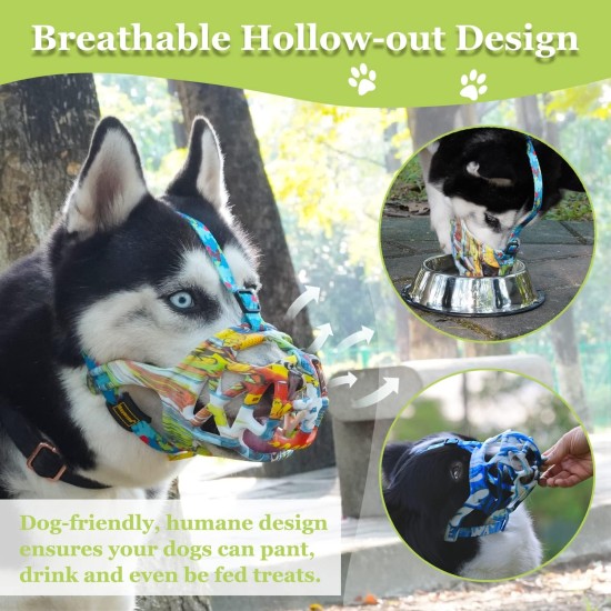 Dog Muzzle, Printed Basket Muzzle for Small, Medium and Large Dogs, Dachshund, Beagle, Breathable Pet Muzzles to Prevent Biting and Prevent Chewing Dog Muzzle, Printed Basket Muzzle for Small, Medium and Large Dogs, Dachshund, Beagle, Breathable Pet Muzzles to Prevent Biting and Prevent Chewing