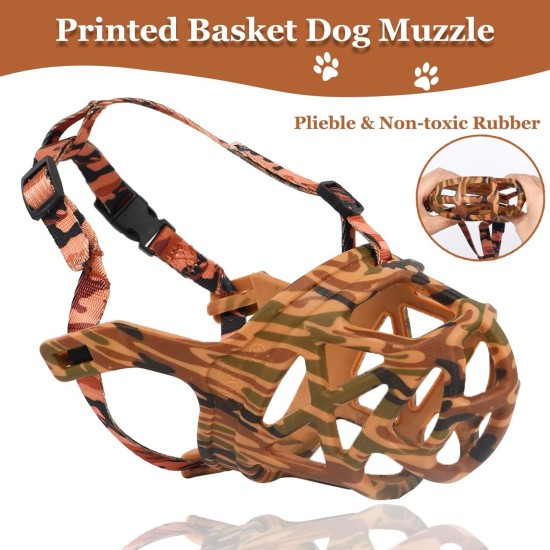 Dog Muzzle, Printed Basket Muzzle for Small, Medium and Large Dogs, Dachshund, Beagle, Breathable Pet Muzzles to Prevent Biting and Prevent Chewing Dog Muzzle, Printed Basket Muzzle for Small, Medium and Large Dogs, Dachshund, Beagle, Breathable Pet Muzzles to Prevent Biting and Prevent Chewing