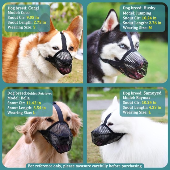 Dog Muzzle with Soft Mesh Cover for Small Medium Large Dogs Poisoned Bait Guard Muzzle with Adjustable Straps Prevent Biting, Chewing and Licking Dog Muzzle with Soft Mesh Cover for Small Medium Large Dogs Poisoned Bait Guard Muzzle with Adjustable Straps Prevent Biting, Chewing and Licking