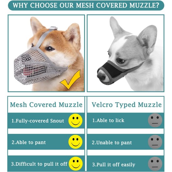 Dog Muzzle with Soft Mesh Cover for Small Medium Large Dogs Poisoned Bait Guard Muzzle with Adjustable Straps Prevent Biting, Chewing and Licking Dog Muzzle with Soft Mesh Cover for Small Medium Large Dogs Poisoned Bait Guard Muzzle with Adjustable Straps Prevent Biting, Chewing and Licking
