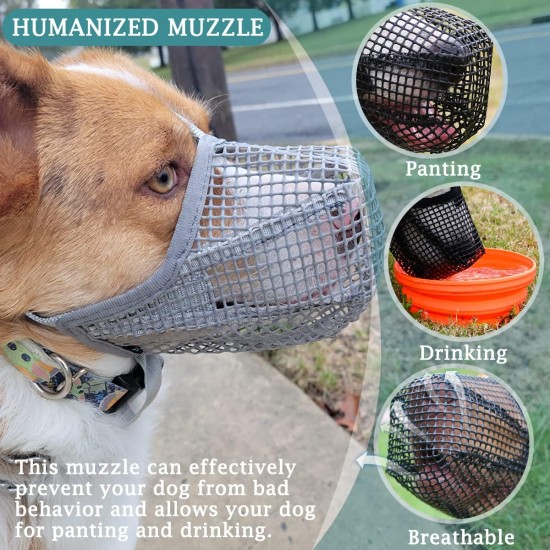 Dog Muzzle with Soft Mesh Cover for Small Medium Large Dogs Poisoned Bait Guard Muzzle with Adjustable Straps Prevent Biting, Chewing and Licking Dog Muzzle with Soft Mesh Cover for Small Medium Large Dogs Poisoned Bait Guard Muzzle with Adjustable Straps Prevent Biting, Chewing and Licking