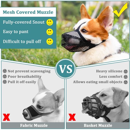 Dog Muzzle with Soft Mesh Cover for Small Medium Large Dogs Poisoned Bait Guard Muzzle with Adjustable Straps Prevent Biting, Chewing and Licking Dog Muzzle with Soft Mesh Cover for Small Medium Large Dogs Poisoned Bait Guard Muzzle with Adjustable Straps Prevent Biting, Chewing and Licking