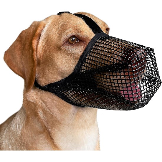 Dog Muzzle with Soft Mesh Cover for Small Medium Large Dogs Poisoned Bait Guard Muzzle with Adjustable Straps Prevent Biting, Chewing and Licking