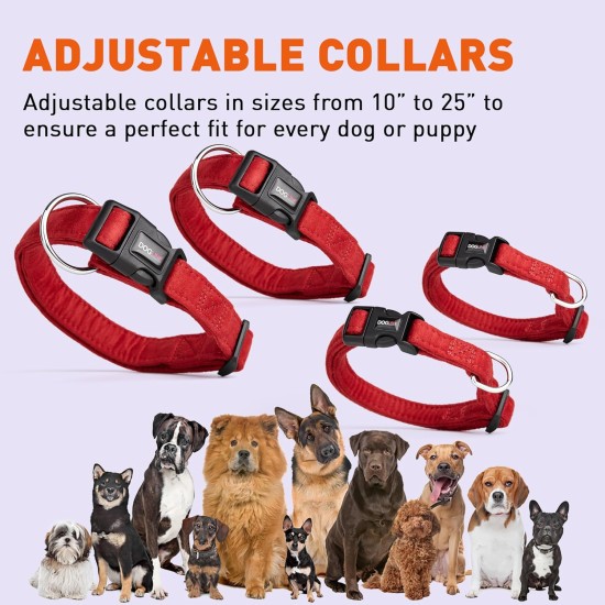 Dogline Comfort Microfiber Flat Collar for Dogs (W 3/4" L 13"-21"), Red Dogline Comfort Microfiber Flat Collar for Dogs (W 3/4" L 13"-21"), Red
