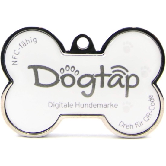 Dogtap Solid Digital Dog Tag Bone with NFC Chip and QR Code for Contact Details and Profile Letter PVC Metal Waterproof Heavy Duty 41.6 x 28.5 x 4.6mm Dogtap Solid Digital Dog Tag Bone with NFC Chip and QR Code for Contact Details and Profile Letter PVC Metal Waterproof Heavy Duty 41.6 x 28.5 x 4.6mm