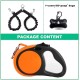 Double Retractable Dog Leash for Small Breeds (up to 50kg) - Double Headed 16ft Extendable Pet Leash with Poop Bags, Reflective Elastic Rope - One Key Control 360°