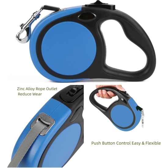Double Retractable Dog Leash for Small Breeds (up to 50kg) - Double Headed 16ft Extendable Pet Leash with Poop Bags, Reflective Elastic Rope - One Key Control 360° Double Retractable Dog Leash for Small Breeds (up to 50kg) - Double Headed 16ft Extendable Pet Leash with Poop Bags, Reflective Elastic Rope - One Key Control 360°