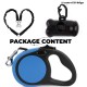 Double Retractable Dog Leash for Small Breeds (up to 50kg) - Double Headed 16ft Extendable Pet Leash with Poop Bags, Reflective Elastic Rope - One Key Control 360°