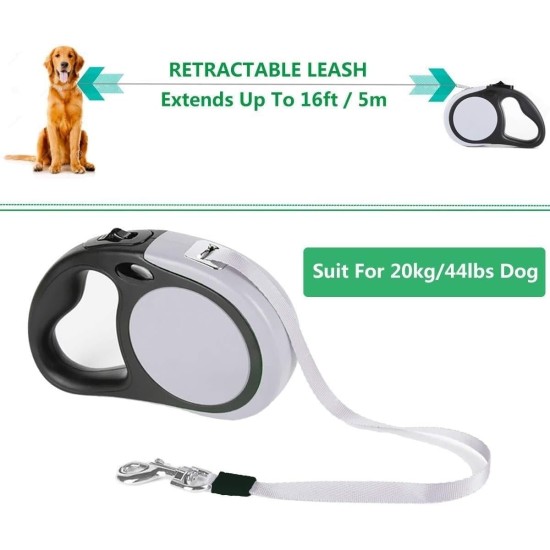 Double Retractable Dog Leash for Small Breeds (up to 50kg) - Double Headed 16ft Extendable Pet Leash with Poop Bags, Reflective Elastic Rope - One Key Control 360° Double Retractable Dog Leash for Small Breeds (up to 50kg) - Double Headed 16ft Extendable Pet Leash with Poop Bags, Reflective Elastic Rope - One Key Control 360°