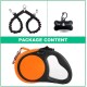 Double Retractable Dog Leash for Small Breeds (up to 50kg) - Double Headed 16ft Extendable Pet Leash with Poop Bags, Reflective Elastic Rope - One Key Control 360°