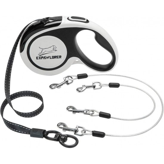 EXPAWLORER Dog Lead for Small Dogs and Medium Dogs up to 20 kg, Non-Slip Handle, Safe Braking System, White Roll Lead 5 m EXPAWLORER Dog Lead for Small Dogs and Medium Dogs up to 20 kg, Non-Slip Handle, Safe Braking System, White Roll Lead 5 m
