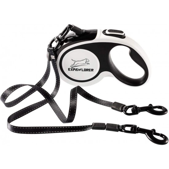 EXPAWLORER Double Retractable Dog Leash - Double Head Lockable, Up to 160lbs Total, 80lbs EXPAWLORER Double Retractable Dog Leash - Double Head Lockable, Up to 160lbs Total, 80lbs