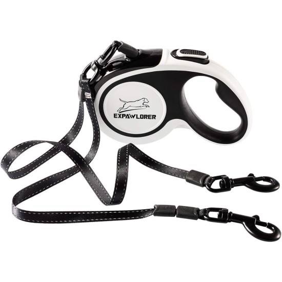 EXPAWLORER Double Retractable Dog Leash - Double Head Lockable, Up to 160lbs Total, 80lbs EXPAWLORER Double Retractable Dog Leash - Double Head Lockable, Up to 160lbs Total, 80lbs
