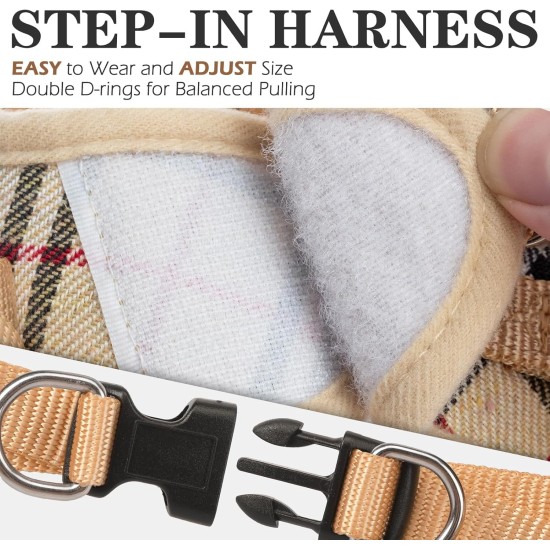 EXPAWLORER Puppy Harness and Leash for Small Dogs, Classic Plaid Pattern No Pull Adjustable Escape Proof for Outdoor Walking EXPAWLORER Puppy Harness and Leash for Small Dogs, Classic Plaid Pattern No Pull Adjustable Escape Proof for Outdoor Walking