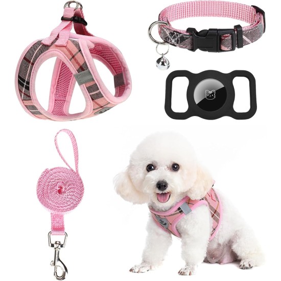 EXPAWLORER Puppy Harness and Leash for Small Dogs, Classic Plaid Pattern No Pull Adjustable Escape Proof for Outdoor Walking EXPAWLORER Puppy Harness and Leash for Small Dogs, Classic Plaid Pattern No Pull Adjustable Escape Proof for Outdoor Walking