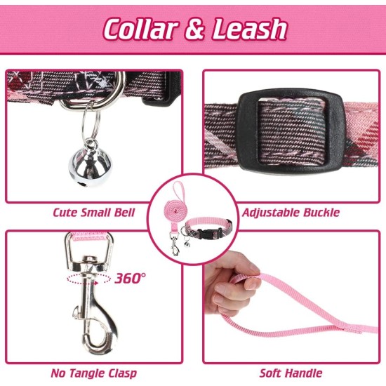 EXPAWLORER Puppy Harness and Leash for Small Dogs, Classic Plaid Pattern No Pull Adjustable Escape Proof for Outdoor Walking EXPAWLORER Puppy Harness and Leash for Small Dogs, Classic Plaid Pattern No Pull Adjustable Escape Proof for Outdoor Walking