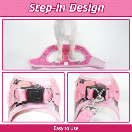 EXPAWLORER Puppy Harness and Leash for Small Dogs, Classic Plaid Pattern No Pull Adjustable Escape Proof for Outdoor Walking EXPAWLORER Puppy Harness and Leash for Small Dogs, Classic Plaid Pattern No Pull Adjustable Escape Proof for Outdoor Walking
