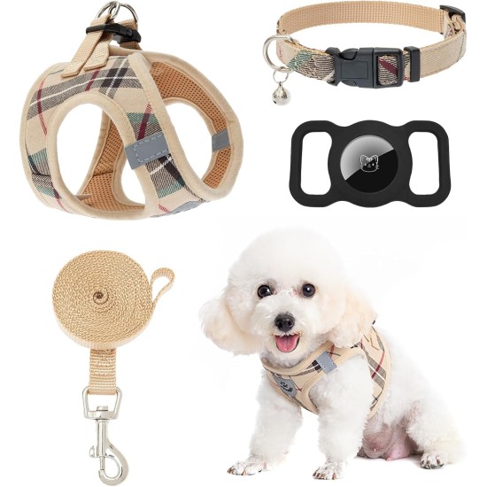 EXPAWLORER Puppy Harness and Leash for Small Dogs, Classic Plaid Pattern No Pull Adjustable Escape Proof for Outdoor Walking EXPAWLORER Puppy Harness and Leash for Small Dogs, Classic Plaid Pattern No Pull Adjustable Escape Proof for Outdoor Walking