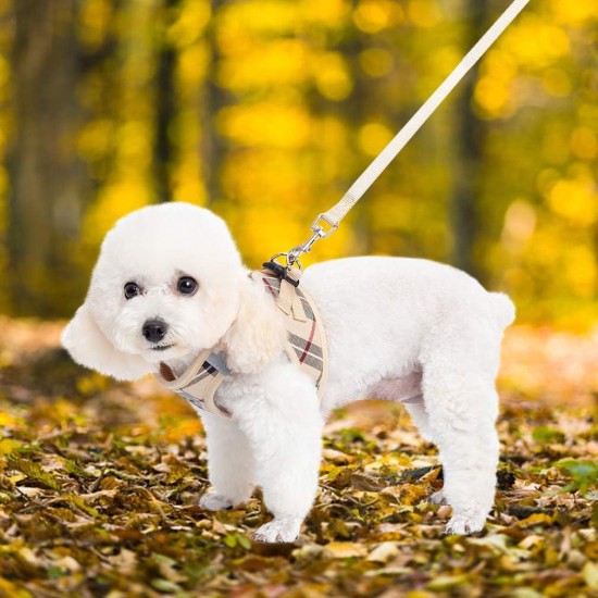 EXPAWLORER Puppy Harness and Leash for Small Dogs, Classic Plaid Pattern No Pull Adjustable Escape Proof for Outdoor Walking EXPAWLORER Puppy Harness and Leash for Small Dogs, Classic Plaid Pattern No Pull Adjustable Escape Proof for Outdoor Walking