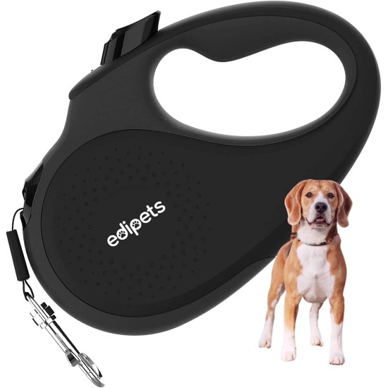 Edipets, Dog Lead, Extendable and Retractable, 5 m, 360 Degree Tangle-Free, Nylon Dog Lead for Small, Medium and Large Dogs (M, Black) Edipets, Dog Lead, Extendable and Retractable, 5 m, 360 Degree Tangle-Free, Nylon Dog Lead for Small, Medium and Large Dogs (M, Black)