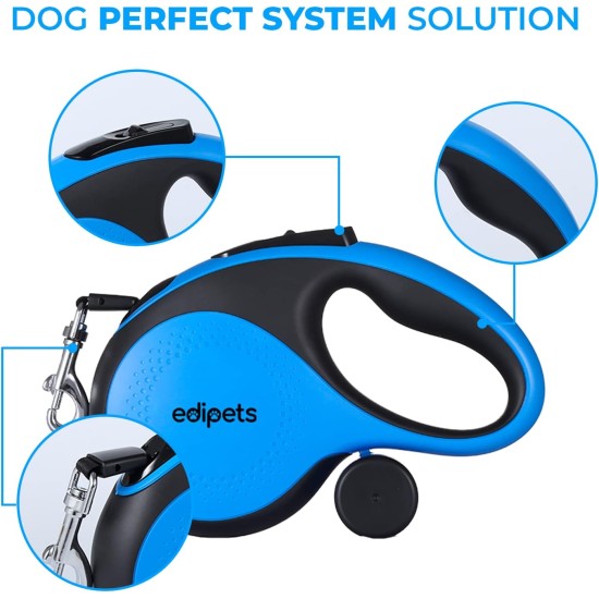 Edipets, Dog Lead, Extendable and Retractable Lead, 5M, 8M, Flexible Training Walking Leash for Small Medium Large Dogs (Blue, 8M) Edipets, Dog Lead, Extendable and Retractable Lead, 5M, 8M, Flexible Training Walking Leash for Small Medium Large Dogs (Blue, 8M)