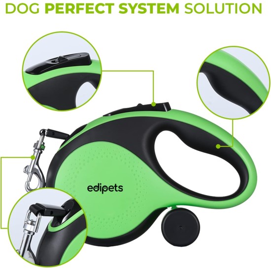 Edipets, Dog Lead, Extendable and Retractable Lead, 5M, 8M, Flexible Training Walking Leash for Small Medium Large Dogs (Green, 5M) Edipets, Dog Lead, Extendable and Retractable Lead, 5M, 8M, Flexible Training Walking Leash for Small Medium Large Dogs (Green, 5M)