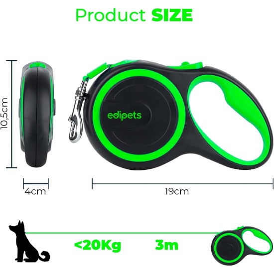 Edipets, Retractable Dog Lead, 3, 5 and 8 Metres, Flexible Band for Right and Walks, Dog Leash, Roller, Flexible Lead, Retractable (Grey, 8 Metres) Edipets, Retractable Dog Lead, 3, 5 and 8 Metres, Flexible Band for Right and Walks, Dog Leash, Roller, Flexible Lead, Retractable (Grey, 8 Metres)