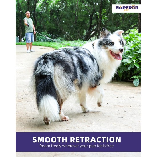 Emperor Pets 8 m Retractable Dog Lead - Up to 50 kg, Strong Retractable Dog Lead with Non-Slip Handle; One-Hand Brake, Pause & Lock; Extendable Dog Lead, Dog Leads for Large Dogs -PK26 Emperor Pets 8 m Retractable Dog Lead - Up to 50 kg, Strong Retractable Dog Lead with Non-Slip Handle; One-Hand Brake, Pause & Lock; Extendable Dog Lead, Dog Leads for Large Dogs -PK26
