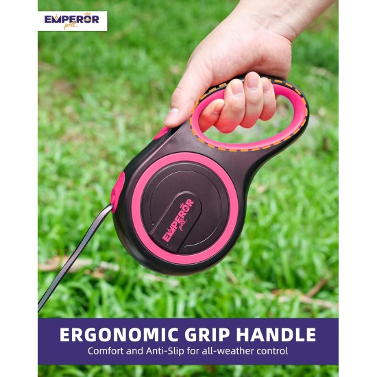 Emperor Pets 8 m Retractable Dog Lead - Up to 50 kg, Strong Retractable Dog Lead with Non-Slip Handle; One-Hand Brake, Pause & Lock; Extendable Dog Lead, Dog Leads for Large Dogs -PK26 Emperor Pets 8 m Retractable Dog Lead - Up to 50 kg, Strong Retractable Dog Lead with Non-Slip Handle; One-Hand Brake, Pause & Lock; Extendable Dog Lead, Dog Leads for Large Dogs -PK26