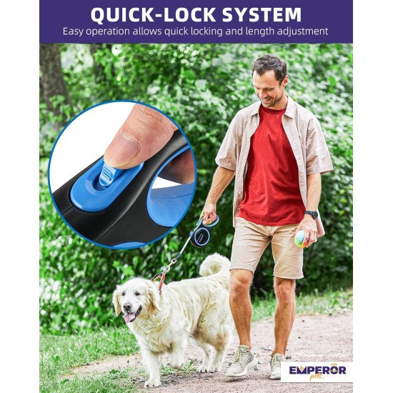 Emperor Pets 8 m Retractable Dog Lead - Up to 50 kg, Strong Retractable Dog Lead with Non-Slip Handle; One-Hand Brake, Pause & Lock; Extendable Dog Lead, Dog Leads for Large Dogs - BL26 Emperor Pets 8 m Retractable Dog Lead - Up to 50 kg, Strong Retractable Dog Lead with Non-Slip Handle; One-Hand Brake, Pause & Lock; Extendable Dog Lead, Dog Leads for Large Dogs - BL26