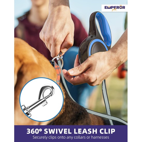 Emperor Pets 8 m Retractable Dog Lead - Up to 50 kg, Strong Retractable Dog Lead with Non-Slip Handle; One-Hand Brake, Pause & Lock; Extendable Dog Lead, Dog Leads for Large Dogs - BL26 Emperor Pets 8 m Retractable Dog Lead - Up to 50 kg, Strong Retractable Dog Lead with Non-Slip Handle; One-Hand Brake, Pause & Lock; Extendable Dog Lead, Dog Leads for Large Dogs - BL26