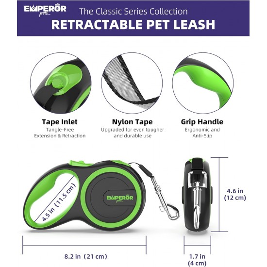 EmperorPets Heavy Duty Retractable Dog Leash - Top Quality and Durable Design, Tangle-Free, with Non-Slip Handle, Strong Nylon, 16-Foot, Pink (16-ft.) EmperorPets Heavy Duty Retractable Dog Leash - Top Quality and Durable Design, Tangle-Free, with Non-Slip Handle, Strong Nylon, 16-Foot, Pink (16-ft.)