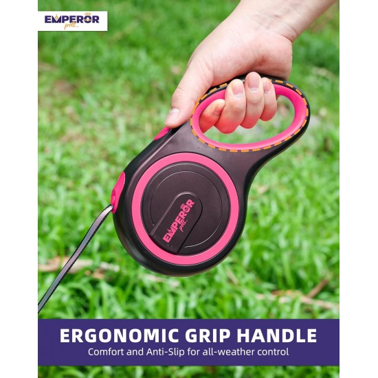 EmperorPets Heavy Duty Retractable Dog Leash - Top Quality and Durable Design, Tangle-Free, with Non-Slip Handle, Strong Nylon, 16-Foot, Pink (16-ft.) EmperorPets Heavy Duty Retractable Dog Leash - Top Quality and Durable Design, Tangle-Free, with Non-Slip Handle, Strong Nylon, 16-Foot, Pink (16-ft.)