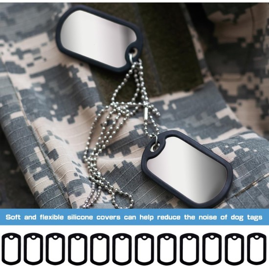 FERCAISH Pack of 12 Silicone Dog Tags Military Style, Black Dog Tag Silencer, Silicone Rubber Dog Tag, Rubber ID Tags Retangular Cover, to Reduce Harmful Noise FERCAISH Pack of 12 Silicone Dog Tags Military Style, Black Dog Tag Silencer, Silicone Rubber Dog Tag, Rubber ID Tags Retangular Cover, to Reduce Harmful Noise