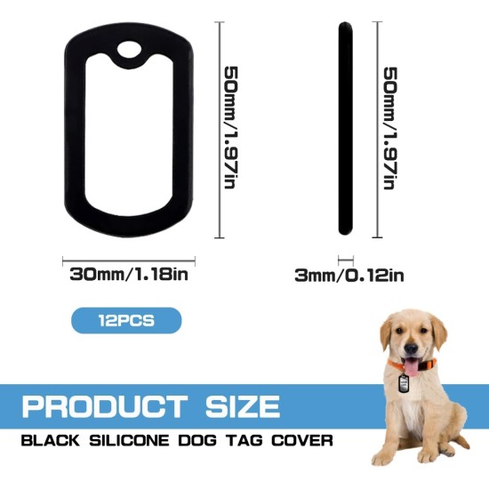 FERCAISH Pack of 12 Silicone Dog Tags Military Style, Black Dog Tag Silencer, Silicone Rubber Dog Tag, Rubber ID Tags Retangular Cover, to Reduce Harmful Noise FERCAISH Pack of 12 Silicone Dog Tags Military Style, Black Dog Tag Silencer, Silicone Rubber Dog Tag, Rubber ID Tags Retangular Cover, to Reduce Harmful Noise