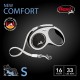 FLEXI New Comfort Retractable Dog Leash (Band), Ergonomic, Durable and Tangle-Free, for Dogs up to 15 kg, 4.8 metres, Small, Grey/Black