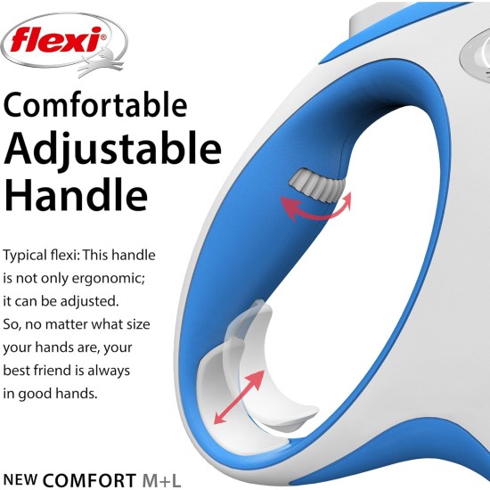 FLEXI New Comfort Retractable Dog Leash (Band), Ergonomic, Durable and Tangle-Free, for Dogs up to 15 kg, 4.8 metres, Small, Grey/Black FLEXI New Comfort Retractable Dog Leash (Band), Ergonomic, Durable and Tangle-Free, for Dogs up to 15 kg, 4.8 metres, Small, Grey/Black