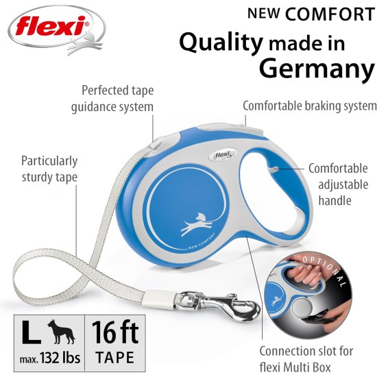 FLEXI New Comfort Retractable Dog Leash (Band), Ergonomic, Durable and Tangle-Free, for Dogs up to 15 kg, 4.8 metres, Small, Grey/Black FLEXI New Comfort Retractable Dog Leash (Band), Ergonomic, Durable and Tangle-Free, for Dogs up to 15 kg, 4.8 metres, Small, Grey/Black