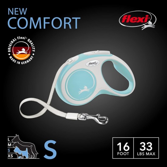 FLEXI New Comfort Retractable Dog Leash (Band), Ergonomic, Durable and Tangle-Free, for Dogs up to 15 kg, 4.8 metres, Small, Grey/Black FLEXI New Comfort Retractable Dog Leash (Band), Ergonomic, Durable and Tangle-Free, for Dogs up to 15 kg, 4.8 metres, Small, Grey/Black