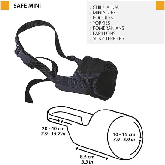 Ferplast 75581917 Adjustable Padded Muzzle Safe Small A: 9.5 cm B: 14-20 cm C: 30-37 cm Black Ferplast 75581917 Adjustable Padded Muzzle Safe Small A: 9.5 cm B: 14-20 cm C: 30-37 cm Black